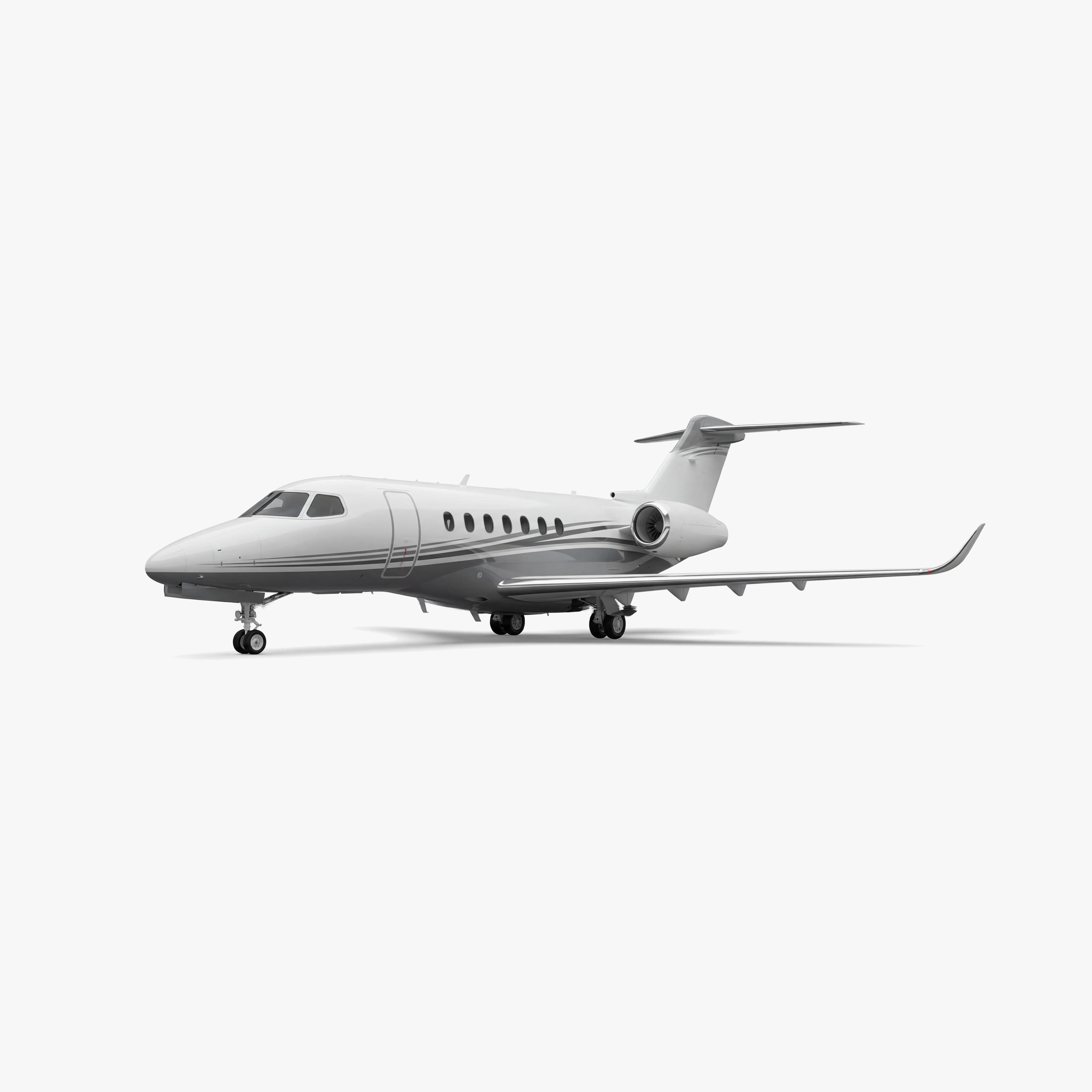 White Citation Longitude business jet with sleek fuselage and rear-mounted engines on clean background