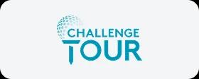 Challenge Tour professional golf tournament logo with teal text and dotted globe design